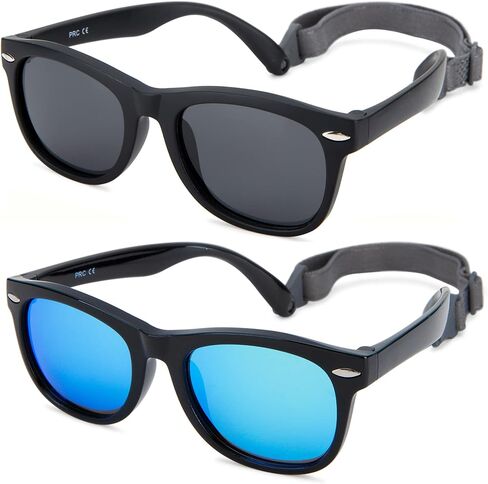 Hycredi Flexible Polarized Baby Sunglasses with Strap for Newborn Infant Boys Girls Age 0-24 Months，100% UV Protection in Saudi Arabia