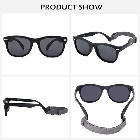 Hycredi Flexible Polarized Baby Sunglasses with Strap for Newborn Infant Boys Girls Age 0-24 Months，100% UV Protection in Saudi Arabia