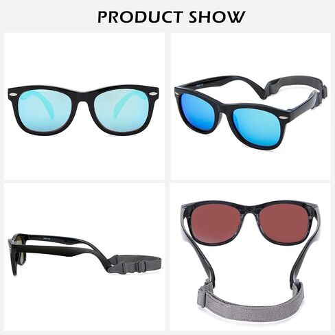 Hycredi Flexible Polarized Baby Sunglasses with Strap for Newborn Infant Boys Girls Age 0-24 Months，100% UV Protection in Saudi Arabia