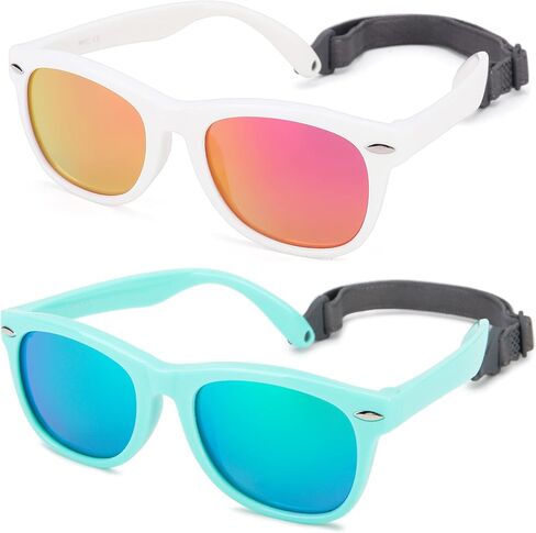 Hycredi Flexible Polarized Baby Sunglasses with Strap for Newborn Infant Boys Girls Age 0-24 Months，100% UV Protection in Saudi Arabia