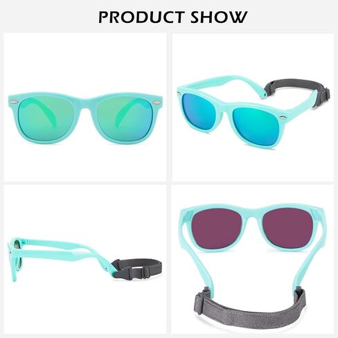 Hycredi Flexible Polarized Baby Sunglasses with Strap for Newborn Infant Boys Girls Age 0-24 Months，100% UV Protection in Saudi Arabia