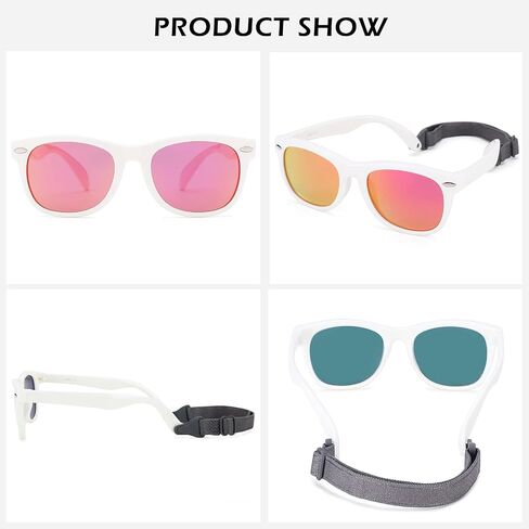 Hycredi Flexible Polarized Baby Sunglasses with Strap for Newborn Infant Boys Girls Age 0-24 Months，100% UV Protection in Saudi Arabia
