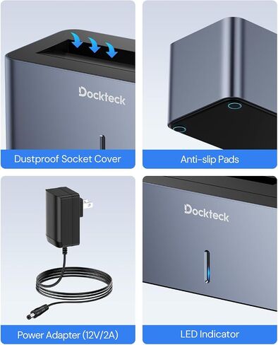 Hard Drive Docking Station, dockteck USB 3.0 to SATA Dual Bay External Hard Drive Enclosure for 3.5 or 2.5 inch SATA HDD SSD with Offline Clone in Saudi Arabia