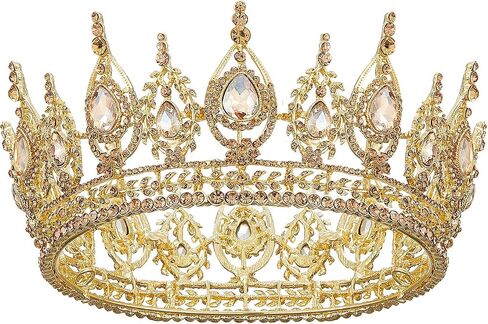 Sweetv Royal Queen Crown ، Wedding Tiara for Bride ، Rhinestone Tiaras و Crowns for Women ، وملابس الأزياء للاحتفال بحفلات أعياد الميلاد ، الذهب in Kuwait