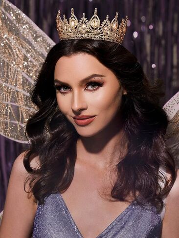 Sweetv Royal Queen Crown ، Wedding Tiara for Bride ، Rhinestone Tiaras و Crowns for Women ، وملابس الأزياء للاحتفال بحفلات أعياد الميلاد ، الذهب in Kuwait