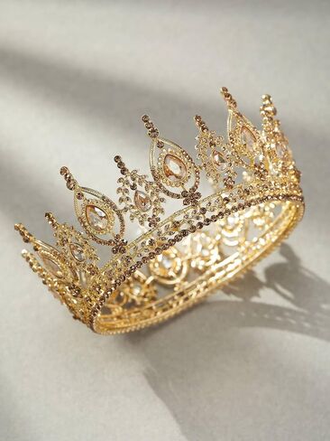 Sweetv Royal Queen Crown ، Wedding Tiara for Bride ، Rhinestone Tiaras و Crowns for Women ، وملابس الأزياء للاحتفال بحفلات أعياد الميلاد ، الذهب in Kuwait