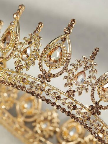 Sweetv Royal Queen Crown ، Wedding Tiara for Bride ، Rhinestone Tiaras و Crowns for Women ، وملابس الأزياء للاحتفال بحفلات أعياد الميلاد ، الذهب in Kuwait