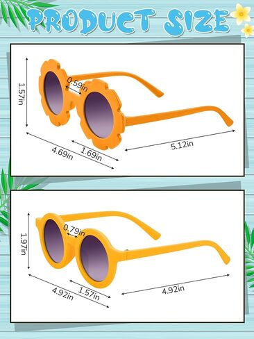 Dunzy 16 Pairs Kids Sunglasses Cute Round Flower Sunglasses Groovy Party Favors for Toddler Girls Boys Beach Party, Aged 3-10 in Saudi Arabia