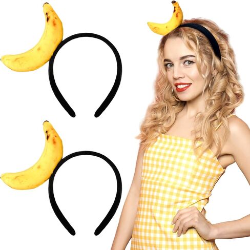 2 Pcs Pickle Headbands Banana Headbands Hot Dog Headpieces Funny Costume Headwear Accessories for Props Adults(Banana) in Saudi Arabia