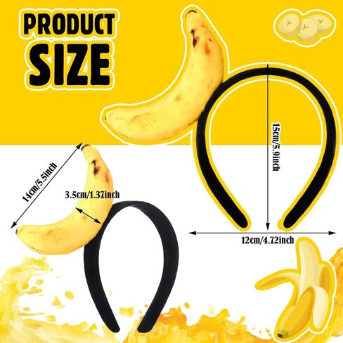 2 Pcs Pickle Headbands Banana Headbands Hot Dog Headpieces Funny Costume Headwear Accessories for Props Adults(Banana) in Saudi Arabia