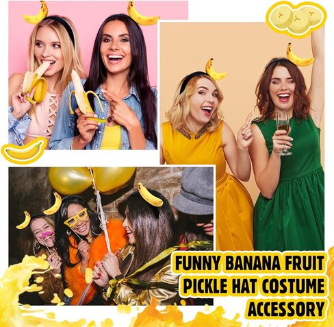 2 Pcs Pickle Headbands Banana Headbands Hot Dog Headpieces Funny Costume Headwear Accessories for Props Adults(Banana) in Saudi Arabia