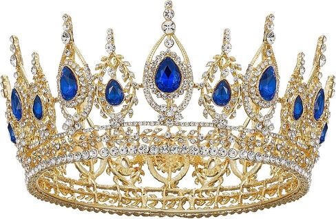 Sweetv Royal Queen Crown ، Wedding Tiara for Bride ، Rhinestone Tiaras و Crowns for Women ، وملابس الأزياء للاحتفال بحفلات أعياد الميلاد ، الذهب in Kuwait