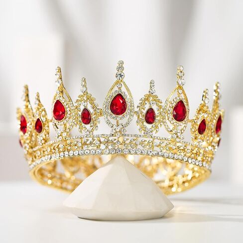 Sweetv Royal Queen Crown ، Wedding Tiara for Bride ، Rhinestone Tiaras و Crowns for Women ، وملابس الأزياء للاحتفال بحفلات أعياد الميلاد ، الذهب in Saudi Arabia
