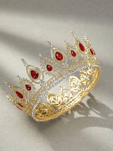 Sweetv Royal Queen Crown ، Wedding Tiara for Bride ، Rhinestone Tiaras و Crowns for Women ، وملابس الأزياء للاحتفال بحفلات أعياد الميلاد ، الذهب in Saudi Arabia