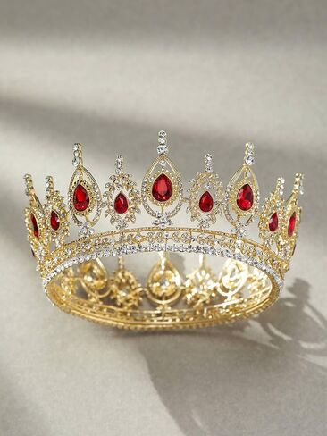 Sweetv Royal Queen Crown ، Wedding Tiara for Bride ، Rhinestone Tiaras و Crowns for Women ، وملابس الأزياء للاحتفال بحفلات أعياد الميلاد ، الذهب in Saudi Arabia