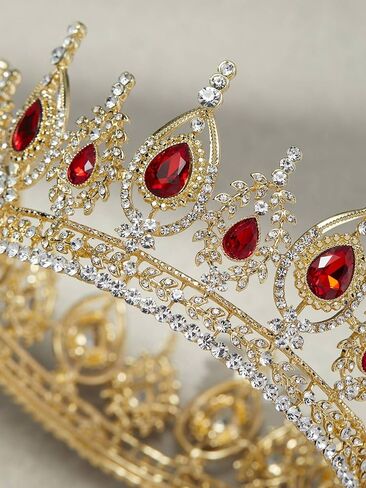 Sweetv Royal Queen Crown ، Wedding Tiara for Bride ، Rhinestone Tiaras و Crowns for Women ، وملابس الأزياء للاحتفال بحفلات أعياد الميلاد ، الذهب in Saudi Arabia