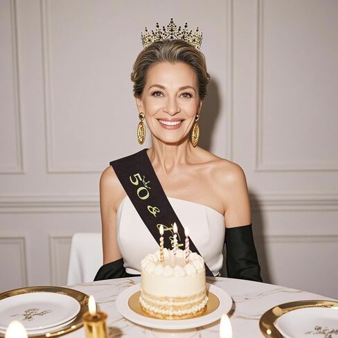 Canitor 40th Birthday Crown and Sash Set - Sparkling Black Tiara with '40' & 'Fabulous' Sash - Women's 40th Birthday Decorations and Gifts in Saudi Arabia