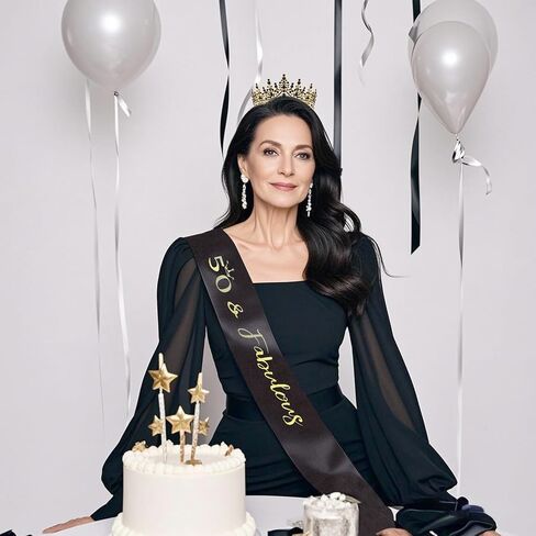 Canitor 40th Birthday Crown and Sash Set - Sparkling Black Tiara with '40' & 'Fabulous' Sash - Women's 40th Birthday Decorations and Gifts in Saudi Arabia