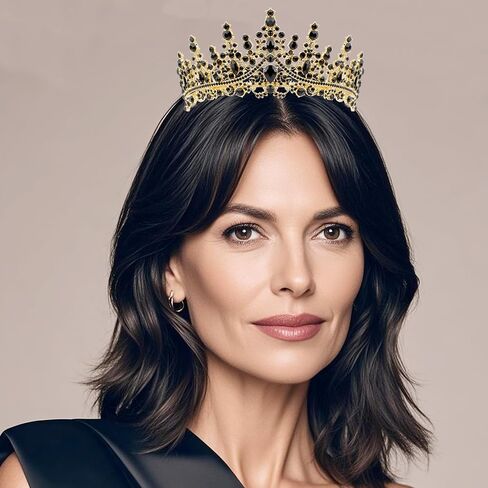 Canitor 40th Birthday Crown and Sash Set - Sparkling Black Tiara with '40' & 'Fabulous' Sash - Women's 40th Birthday Decorations and Gifts in Saudi Arabia