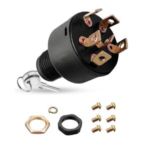 Marine Ignition Switch Fit for Most Mercucy Sierra Models Replace 87-88107 87-88107A5 17393 88107 MP41000 MP52000, Ignition Switch Push to Choke with Keys, Accommodates 5/8" Panel Magneto