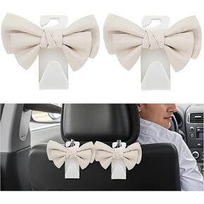 Lusofie 2 Pcs Purse Hook for Car Cute Bow Car Seat Hooks for Headrest Purse Hanger for School Bag Garbage Bags Paper Bags(White)
