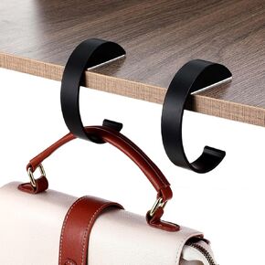2PCS C Shape Purse Hook for Table, Black High-Strength Alloy Purse Hanger Heavy Duty Floding Handbag Purse Holder Hanger Various Heavy Items Desk Hook