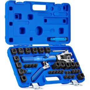 Orion Motor Tech Hydraulic Flaring Tool Kit, Universal Brake Flaring Tool Set with Tubing Cutter, 45° Single & Double Flaring Tool Kit with Deburring Tool, Brake Line Flaring Tool for ISO Bubble Flare