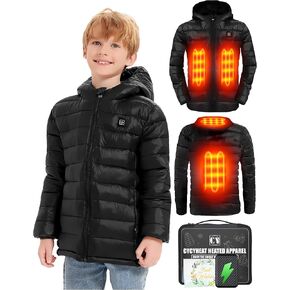 Kids Heated Jacket - Boys and Girls Heating Jackets Hoodie Coat With Battery Pack Heated Clothing for Skiing