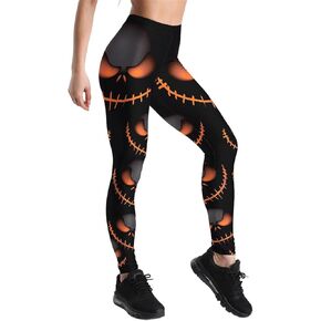 Women's High Waist Scary Print Halloween Legging Soft Stretchy Pumpkin Pattern Halloween Long Pants Trendy Leggings
