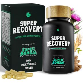 SuperBonsai Super Recovery راحة ما بعد الاحتفال - دعم شامل مع DHM، وحليب الشوك، ومركب B، والجينسنغ الكوري - جميع المكونات الطبيعية للتعافي الأمثل في الصباح