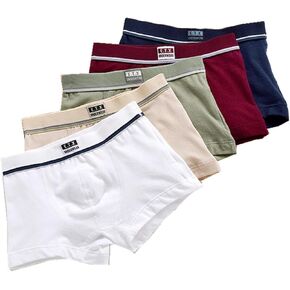 Boys Boxer Briefs Breathable and Soft, 5-Pack, 95% Cotton + 5% Spandex, White,for Boys 2-16years