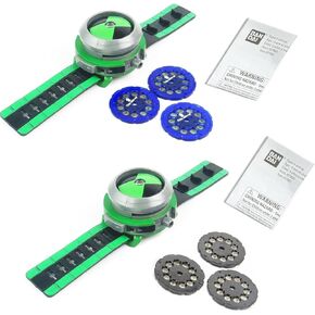 2PCS Cute Projector Alien Force Ultimate Omnitrix Watch Toy for Kids Birthday Gift (Blue+Black)