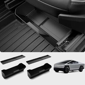 Front Under Seat Storage Box for Tesla Cybertruck Accessories 2024 2025, ABS & Silicone Underseat Storage Tray Box Organizer for Cybertruck [2 Pack]