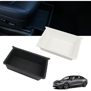 Under Seat Storage Box for Tesla Model Y, Hidden Organizer Tray Underseat Bins for 2020-2024 Model Y Interior Accessories, Upgraded ABS+TPE Double Layer Storage Box fit Tesla Accessories (Black) in Kuwait