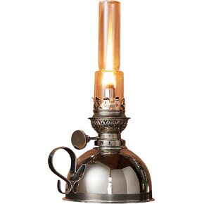 Oil Lamp - 9" Tall Lantern with Antique-Style Nickel Body and Glass Chimney - Decorative Kerosene Lantern with Adjustable Wick - Oil Lamps for Indoor or Outdoor Use by Kings County Tools