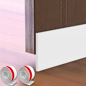 2 Pack Door Draft Stopper, Door Sweep 4" W x 39" L Under Door Bottom Seal - Solid White