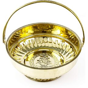 سلة زهرة نحاسية مصنوعة يدويًا ل Pooja/العبادة -سلة Brass