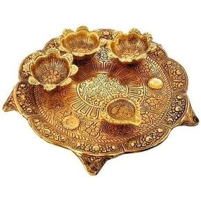 NOBILITY Pooja thali Set for Festival Ethnic Metal Puja Thali Gift for Diwali Home Temple Office Wedding Return Diwali Gift Items