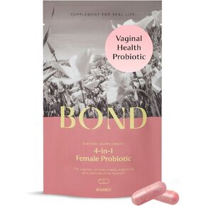 Bond 4 -in -1 probiotics الإناث - البروبيوتيك المهبلي للنساء ، سلالات Lactobacillus ، التوت البري ، prebiotics - الصحة المهبلية ، مجمع توازن الأس الهيدروجيني ، BV ، الدعم الهضمي ، صحة المرأة - 60 COUNT