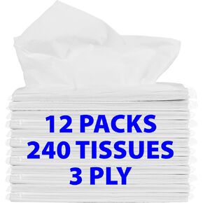Car Tissue Refill - 12 Packs of 20, 3-Ply Tissues, Convenient Fill for Auto Visor or Cylinder Tissue Holders, Essential Car Visor Accessories, Great for Home, School, Travel, from Funwares