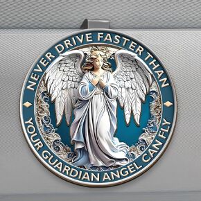 مقطع Car Car Care - Guardian Angel Visor ، سيدة غوادالوبي ، إكسسوارات السيارات المسيحية ، السائق الجديد والهدايا الدينية (احمك أينما ذهبت)