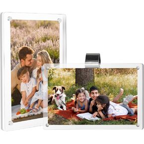 حامل صور Car Sun Visor ، إطار صورة للسيارة المغناطيسية ، مقطع شامل للسيارة لإضافة شخصية إلى سيارتك (شفافة ، 2.8 × 4.7)