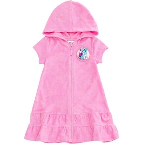 Disney Junior Girls Loop Terry Cloth Hooded Zip Up Swimsuit Cover-Up Toddler to Big Kid Sizes (2T - 14-16)