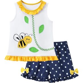 Hileelang Toddler Girl Summer Easter Orfit مجموعات قصيرة من القطن القطن قمم Tees Shorts مجموعات الملابس