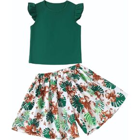 Tween Girl Summer Outfits Kid Cloth Cap Sleeve T-Shirt Wide Hawaiian Beach Shorts Clothing Clothing Set 8-12