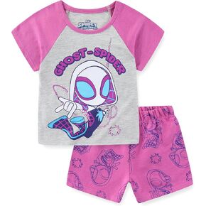 Marvel Spider-Gwen Ghost Spider Girls Thirt Shirt Shirt and French Terry Shorts for Toddlers
