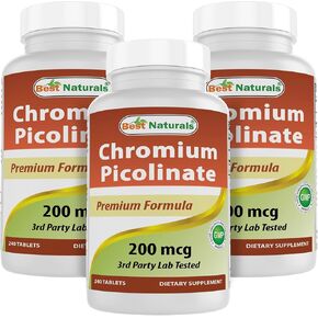 Best Naturals Chromium PicoLinate 200 MCG 240 Tablet (240 Count (Pack of 3))