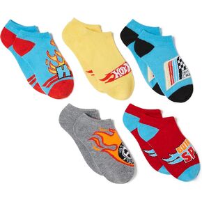 Hot Wheels Boys's Race Car 5 Pack No Show Coled Socks