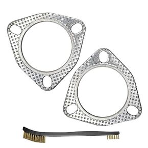 Strongthium 2 Pcs 2.5 Inch Exhaust Gasket 3-Bolt 63.5mm 2.5" Muffler Flange High Temp w/Fire Ring Replacement