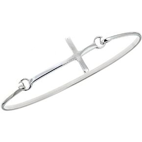 Ritastephens Sterling Silver Sideways Sideways Cross Bangle